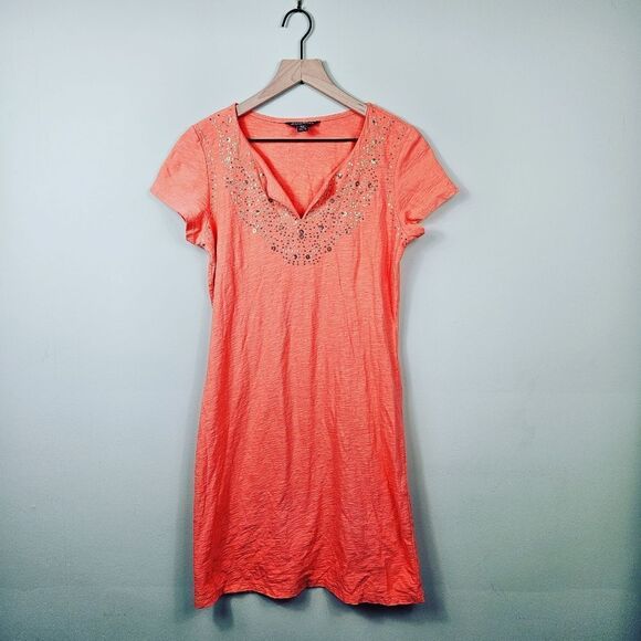 Tommy Bahama Short Sleeve Shift Dress. Coral Sm - Picture 2 of 11